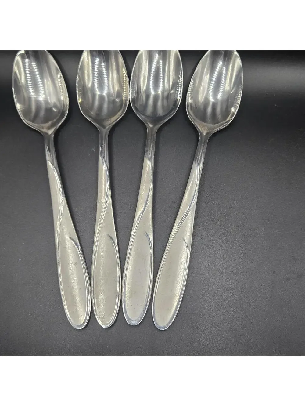 4 Cambridge Small Spoons 3 Large Spoons Swirl Sand Stainless Flatware Spoons